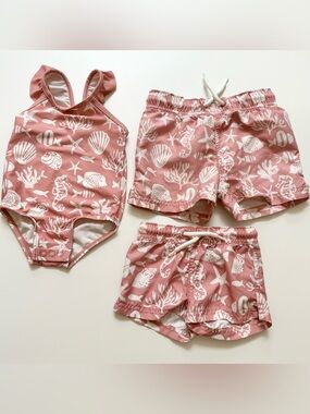 Family bundle swim- Little Planet organic cotton Dusty Pink Baby swim set